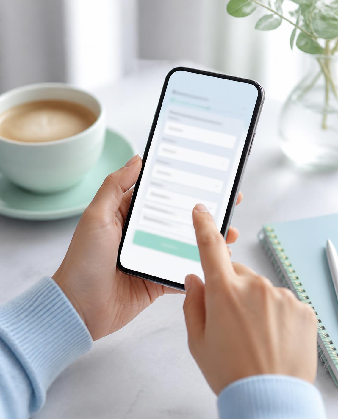 Pessoa pedindo cotação de plano de saúde pelo celular