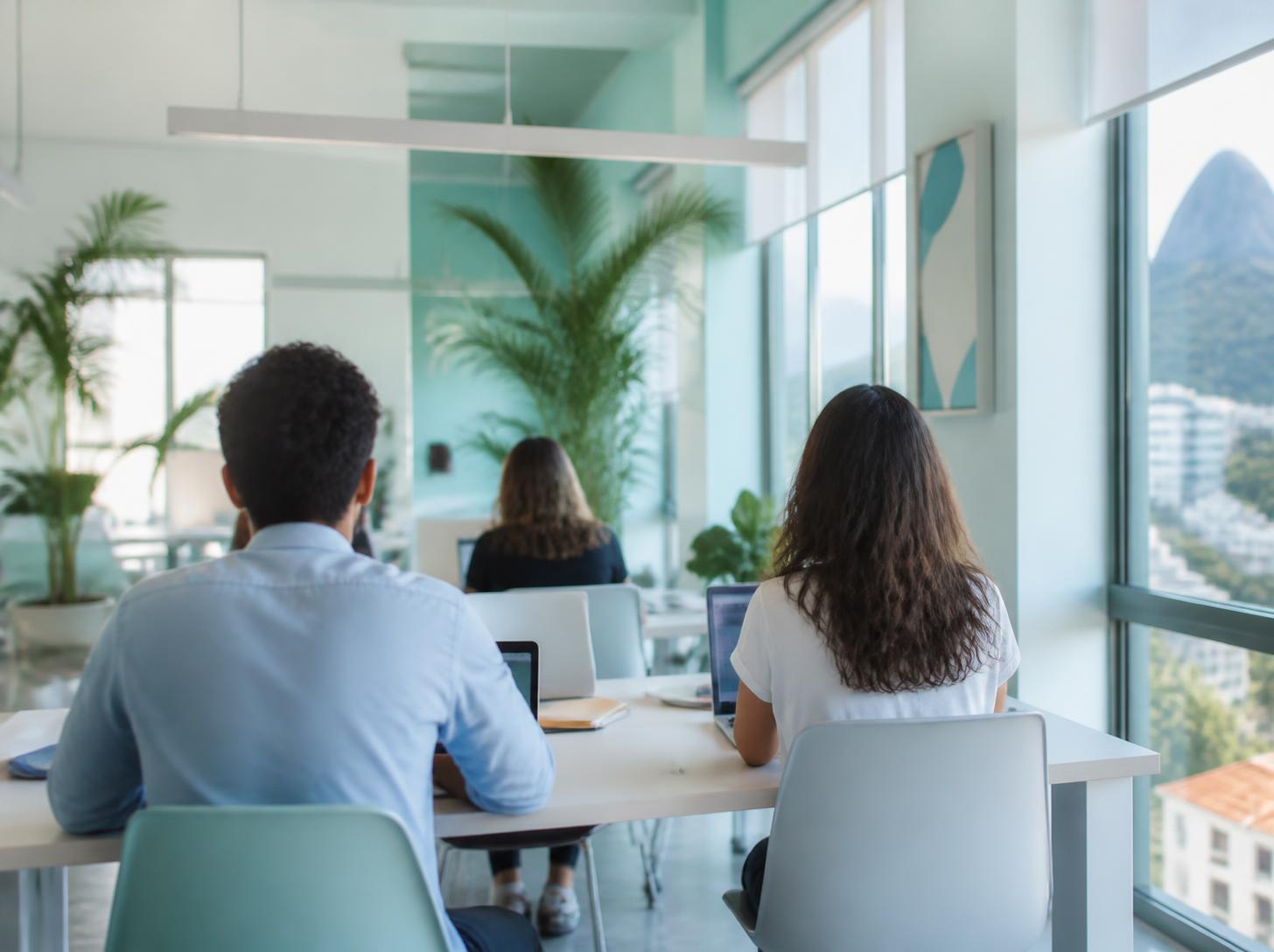 Equipe de uma pequena empresa no escritório